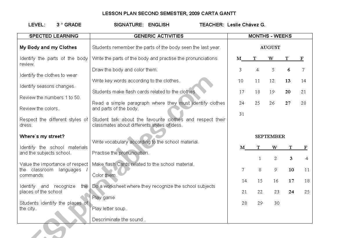 carta gantt worksheet