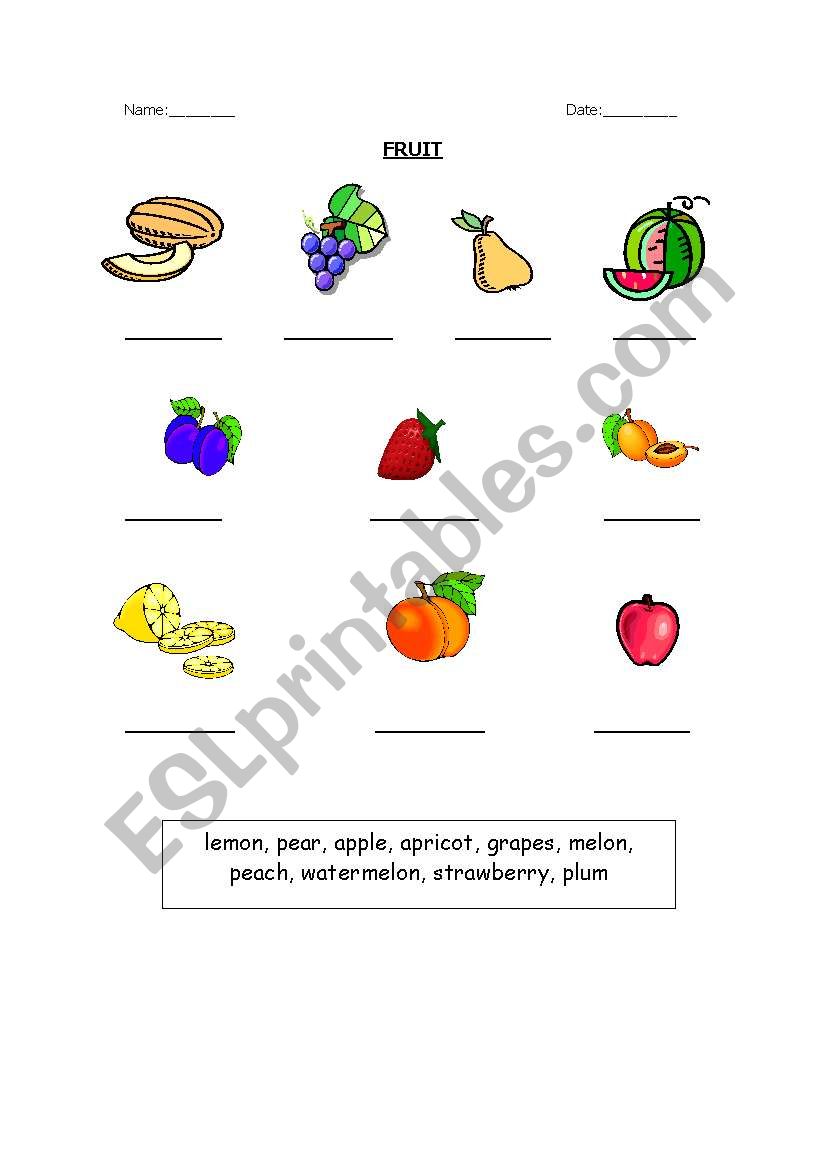 fruit worksheet