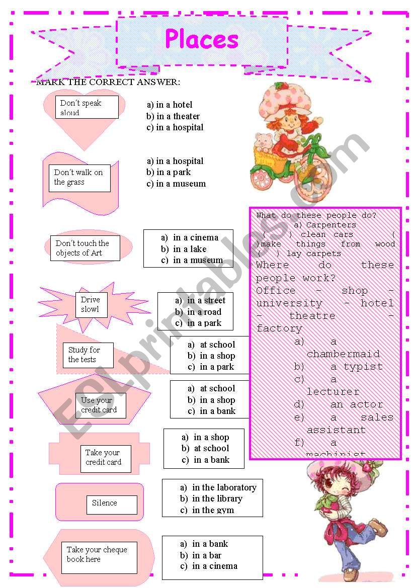 Places worksheet