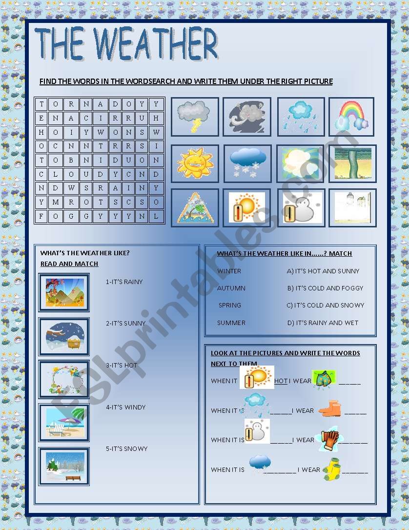 THE WEATHER AND SEASONS worksheet