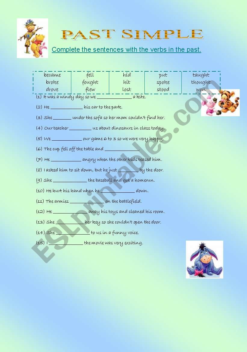 PAST SIMPLE, IRREGULAR VERBS worksheet