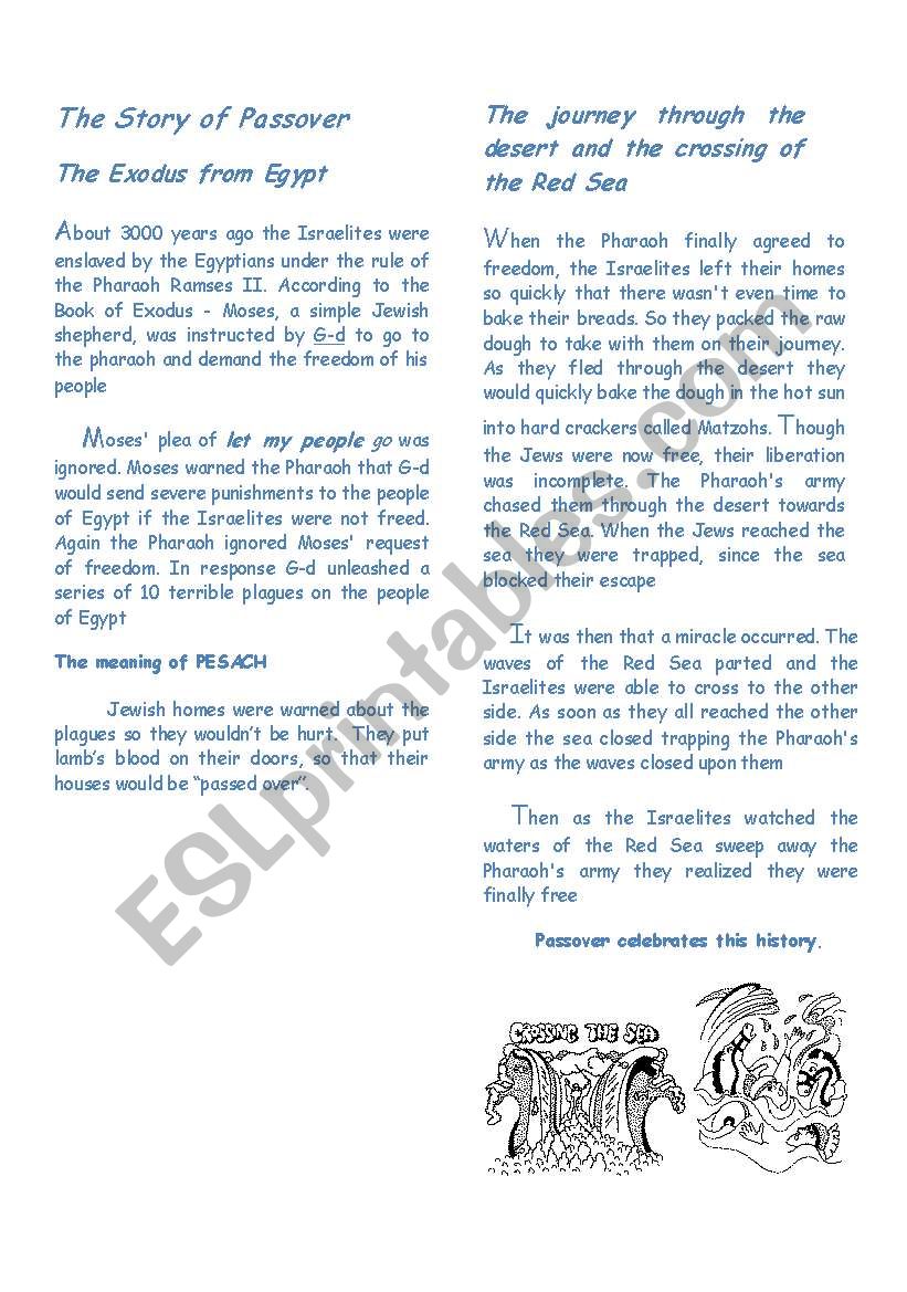 The story of passover worksheet