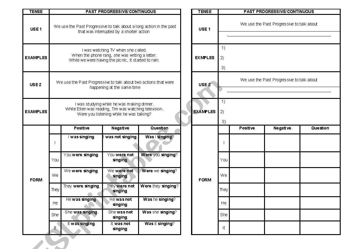 Past Progessive worksheet