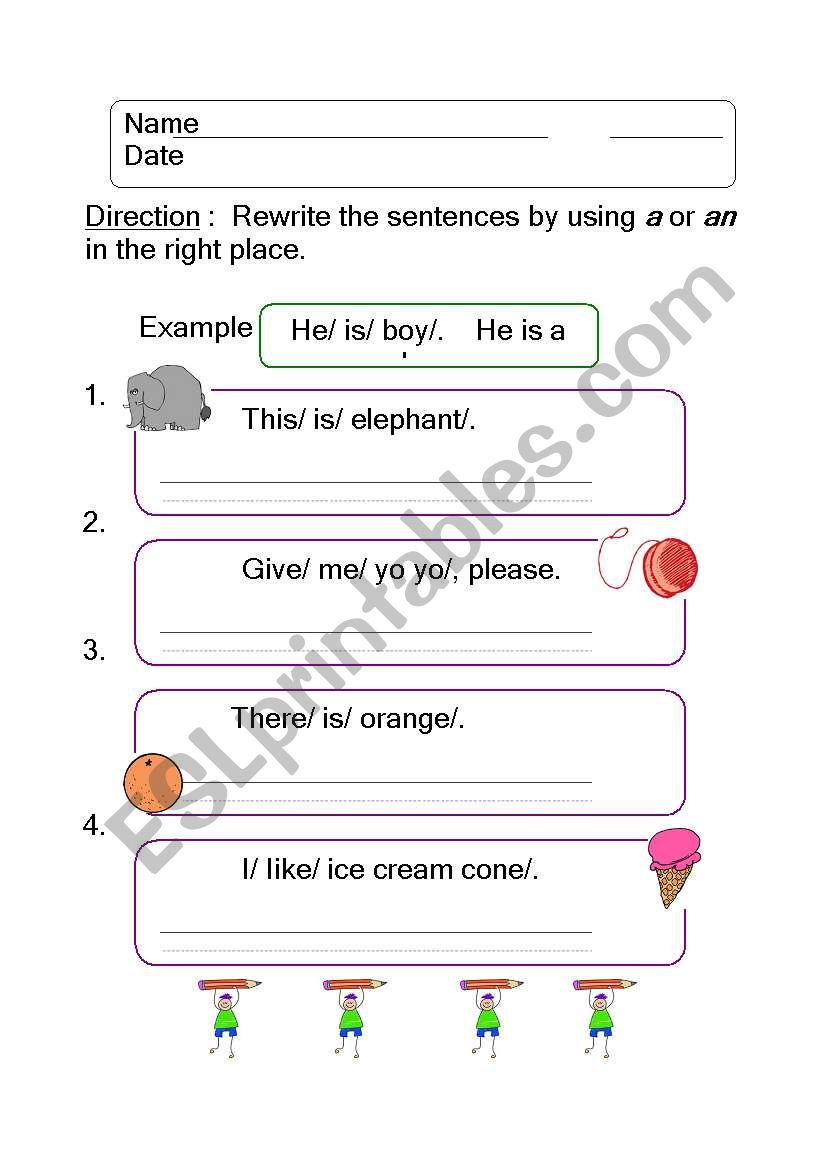 Articles worksheet