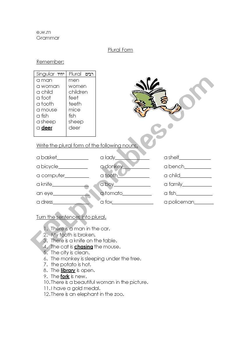 plural and singular worksheet