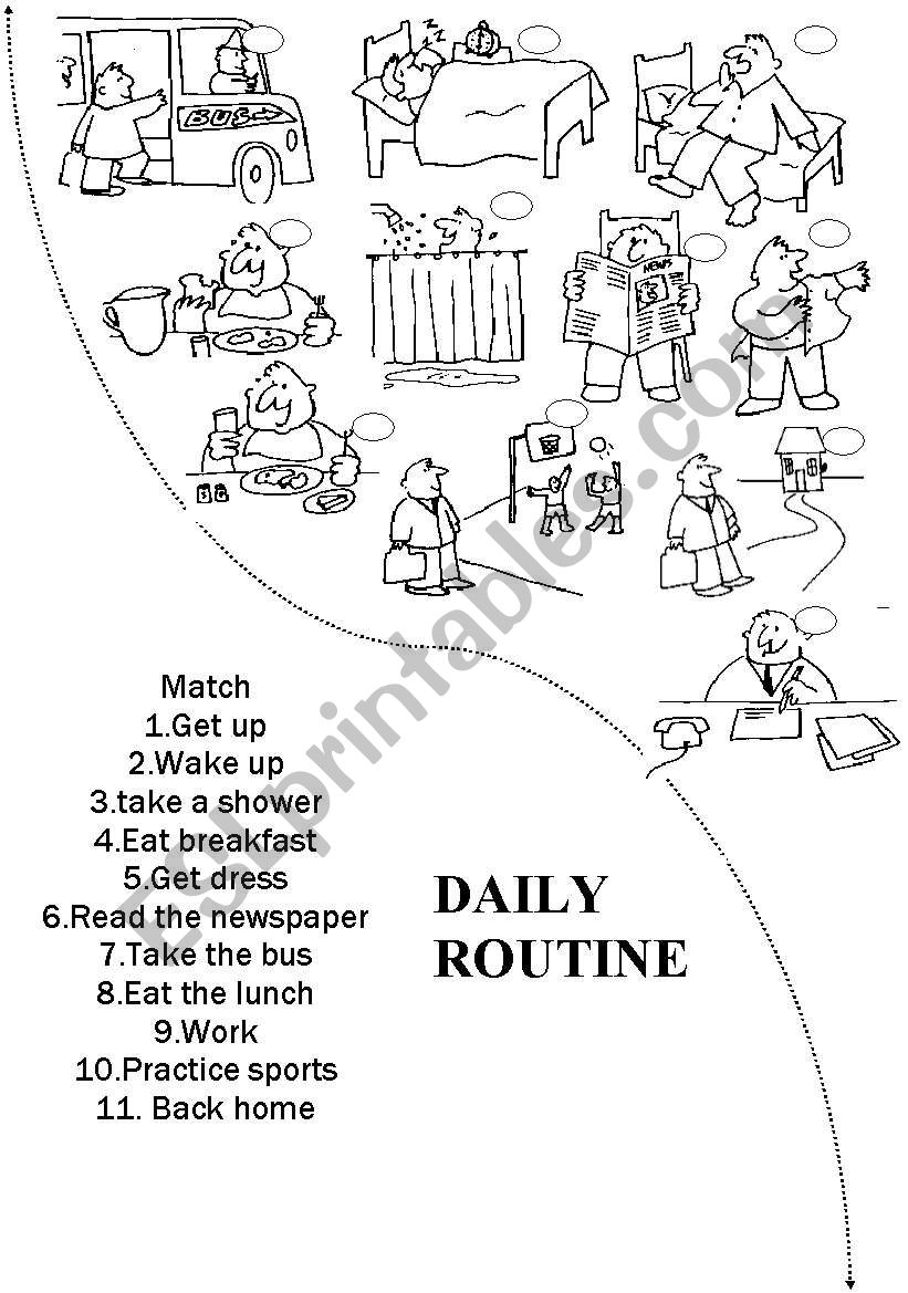 Daily Routine Match Esl Worksheet By Ilona Daily Routine Match Esl Worksheet By Ilona