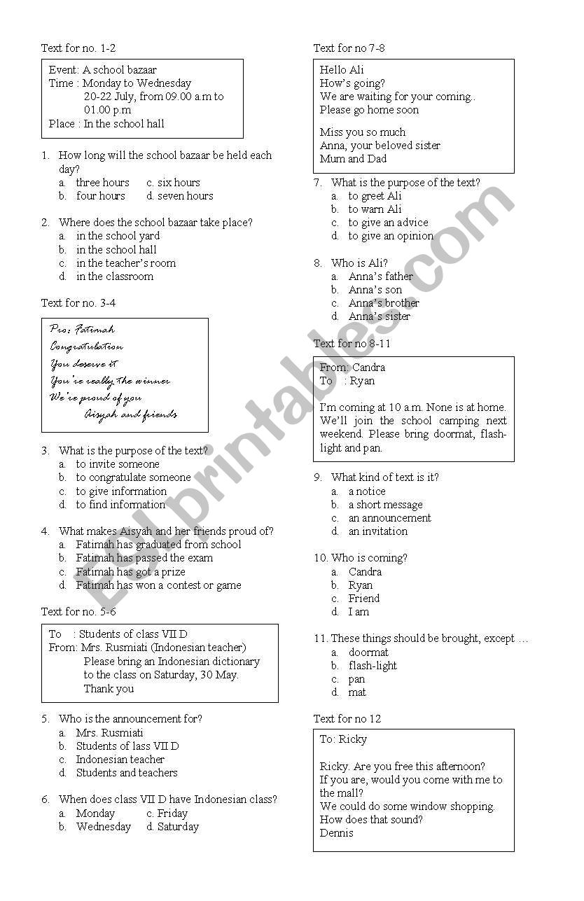 text analysis worksheet