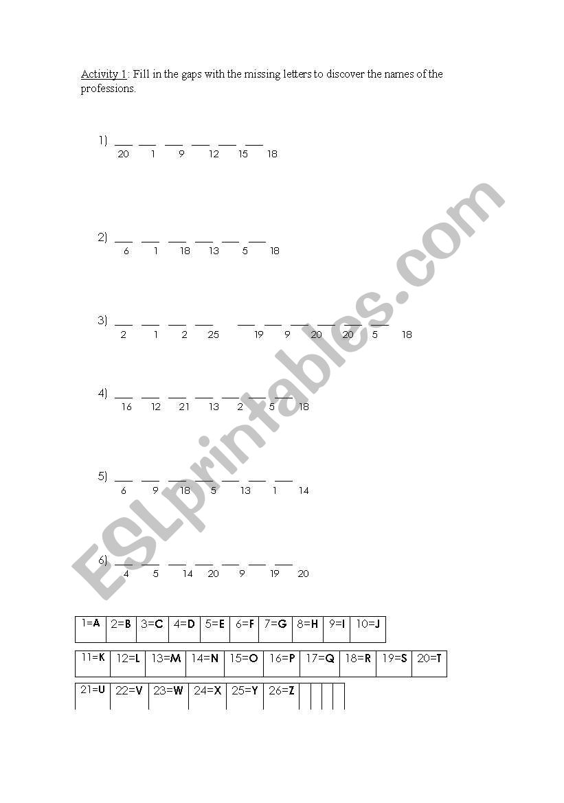 fill in the gap worksheet