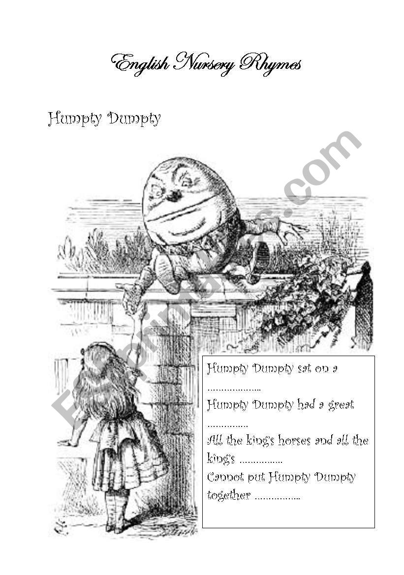 Humpty Dumpty worksheet
