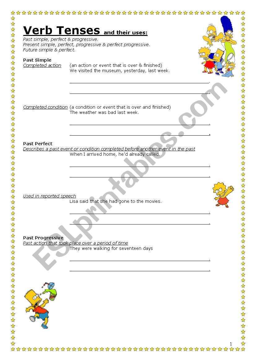 Verb Tenses with the Simpsons worksheet