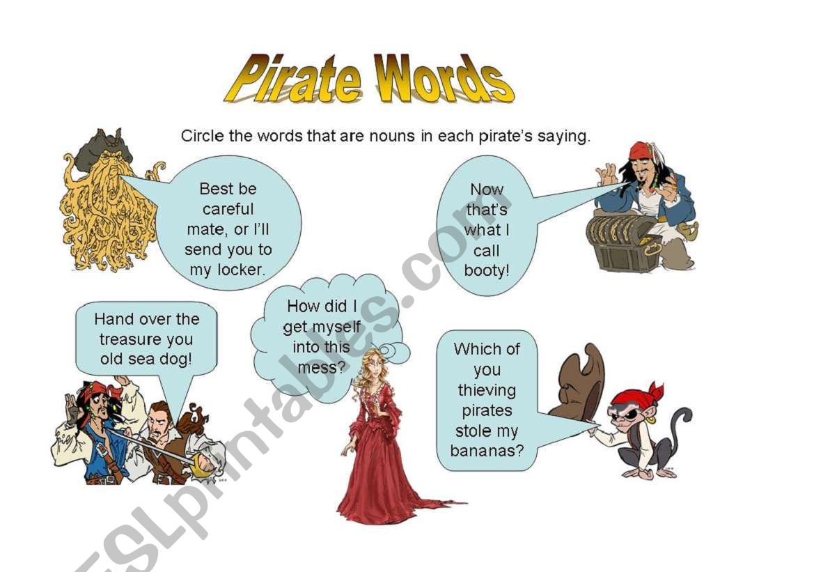 Pirate of the Caribbean Noun Sheet