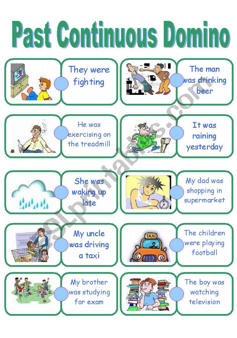 Past Continuous Domino worksheet