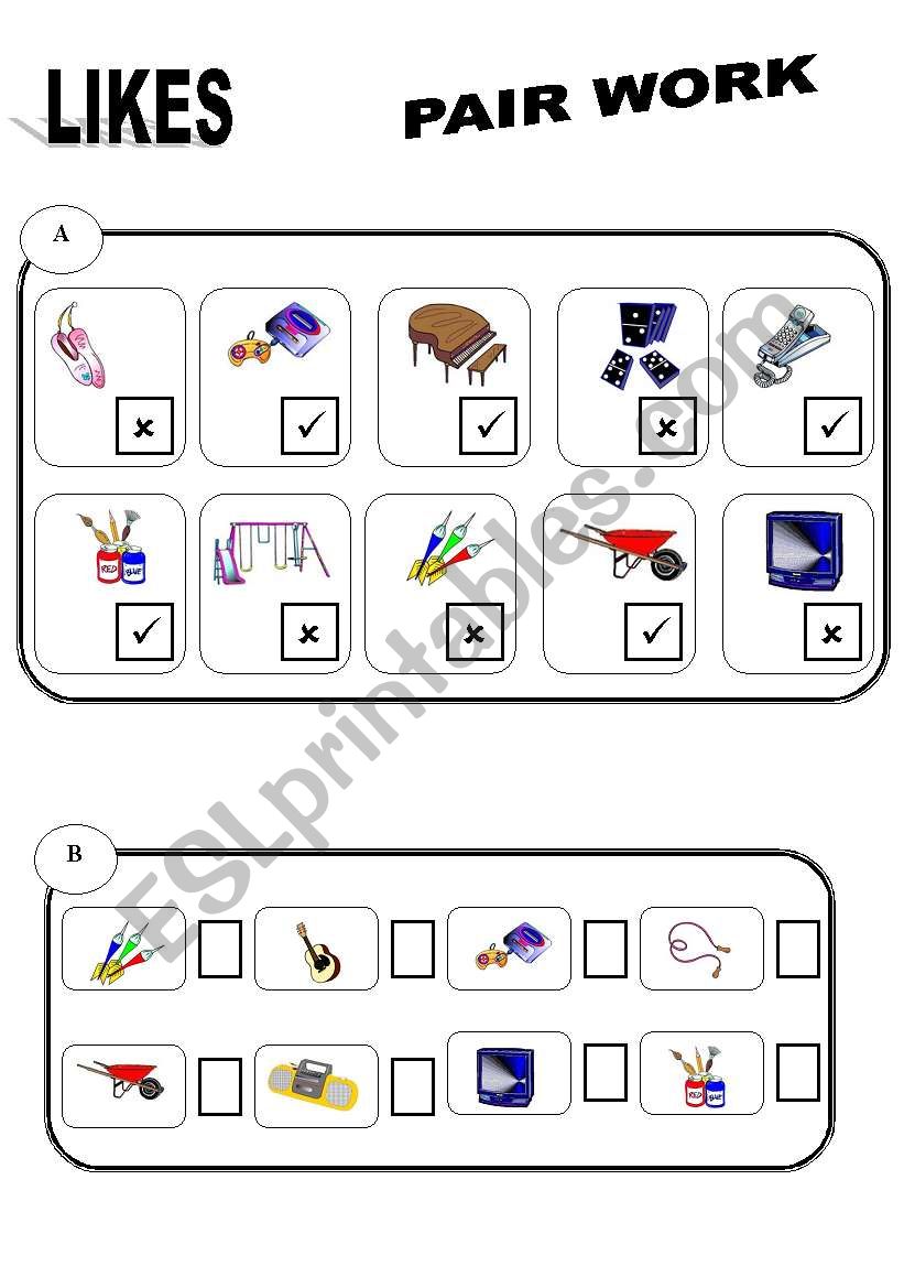 PAIR WORK: LIKES worksheet