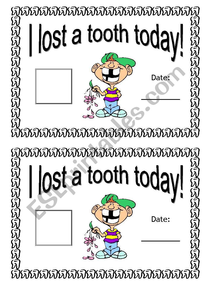 I Lost a Tooth Today worksheet