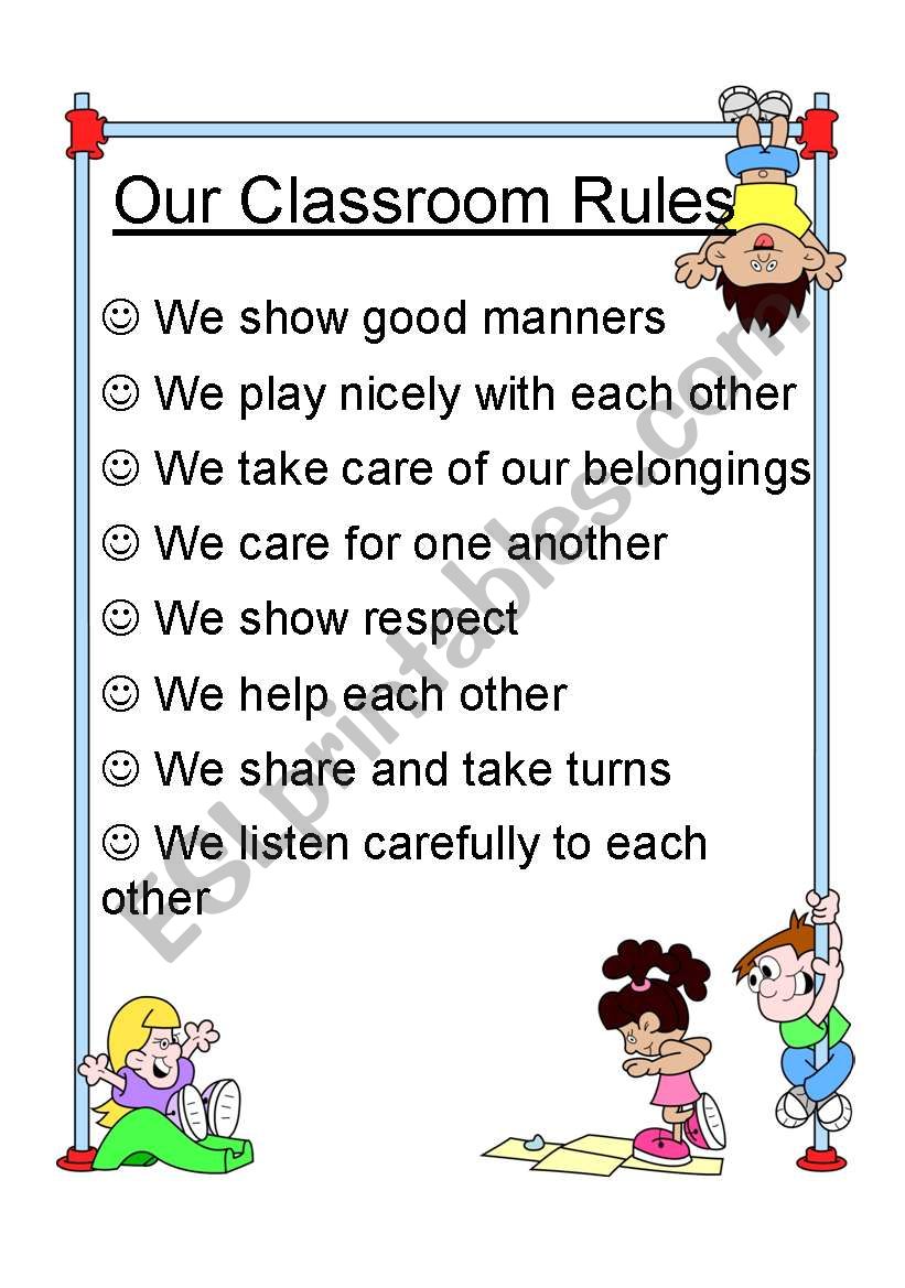 our-classroom-rules-esl-worksheet-by-purplepossum