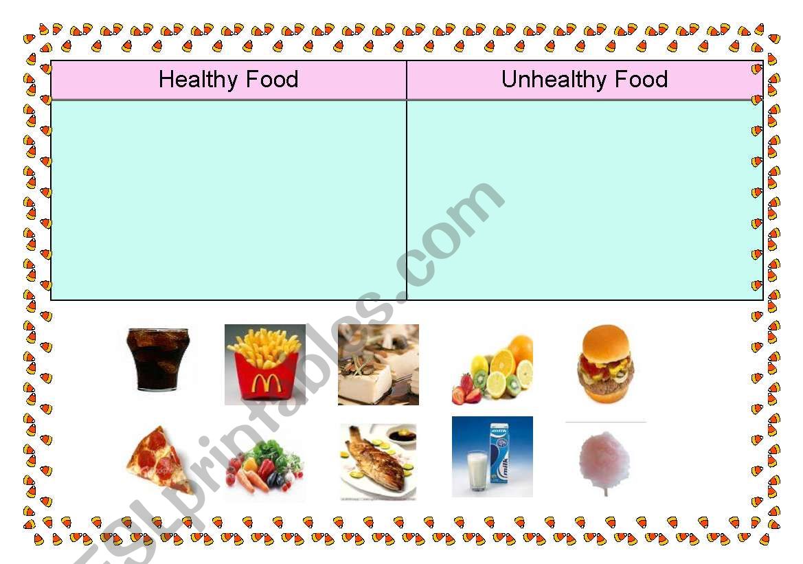 healthy food and unhealthy food sorting