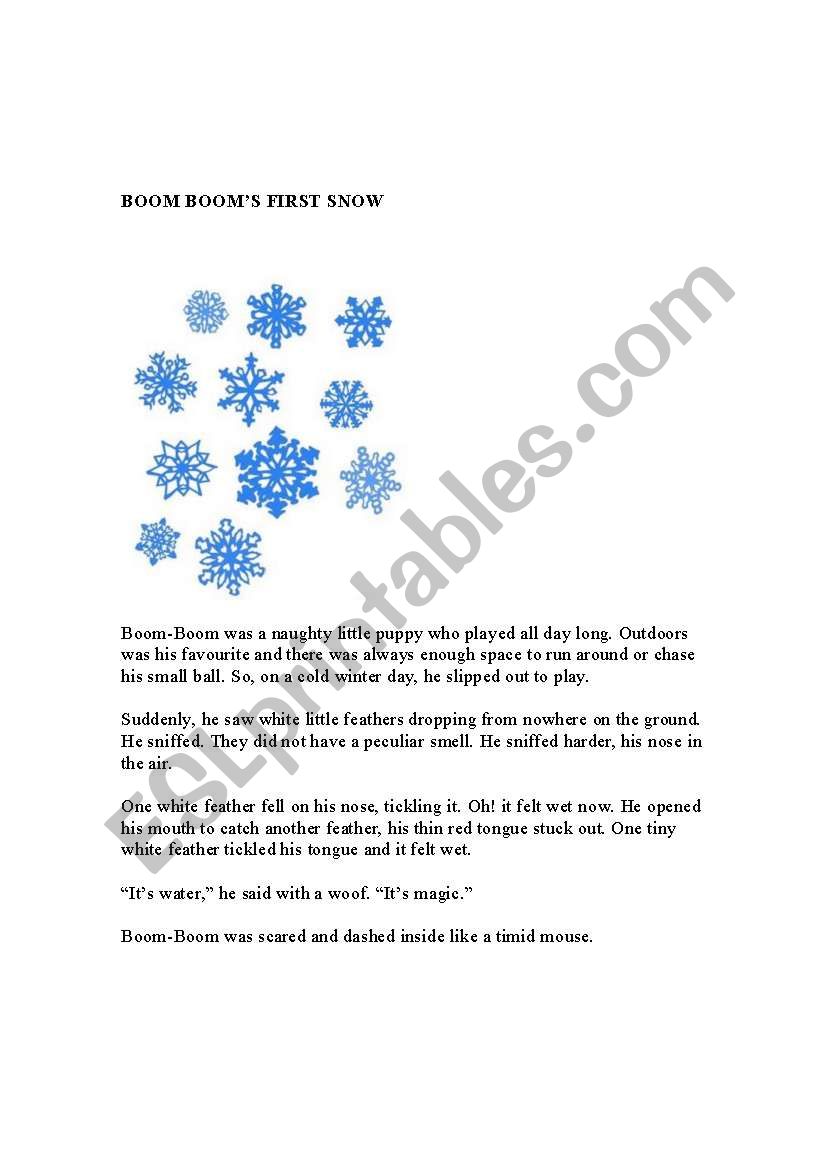 Boom Booms First Snow worksheet