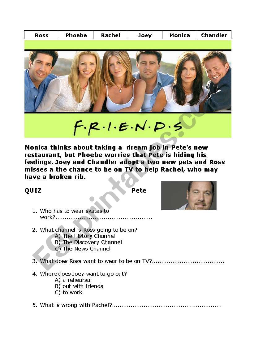 Inglês - friends worksheet