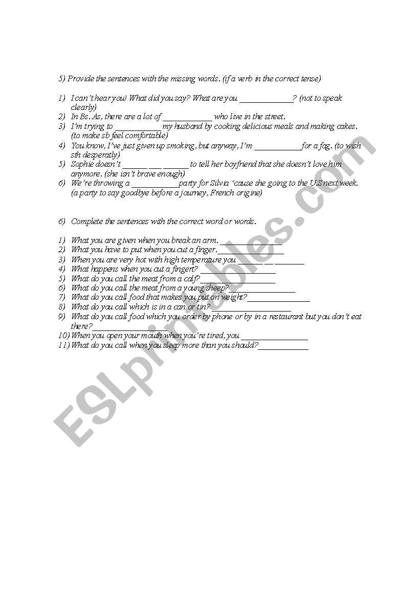 english test worksheet