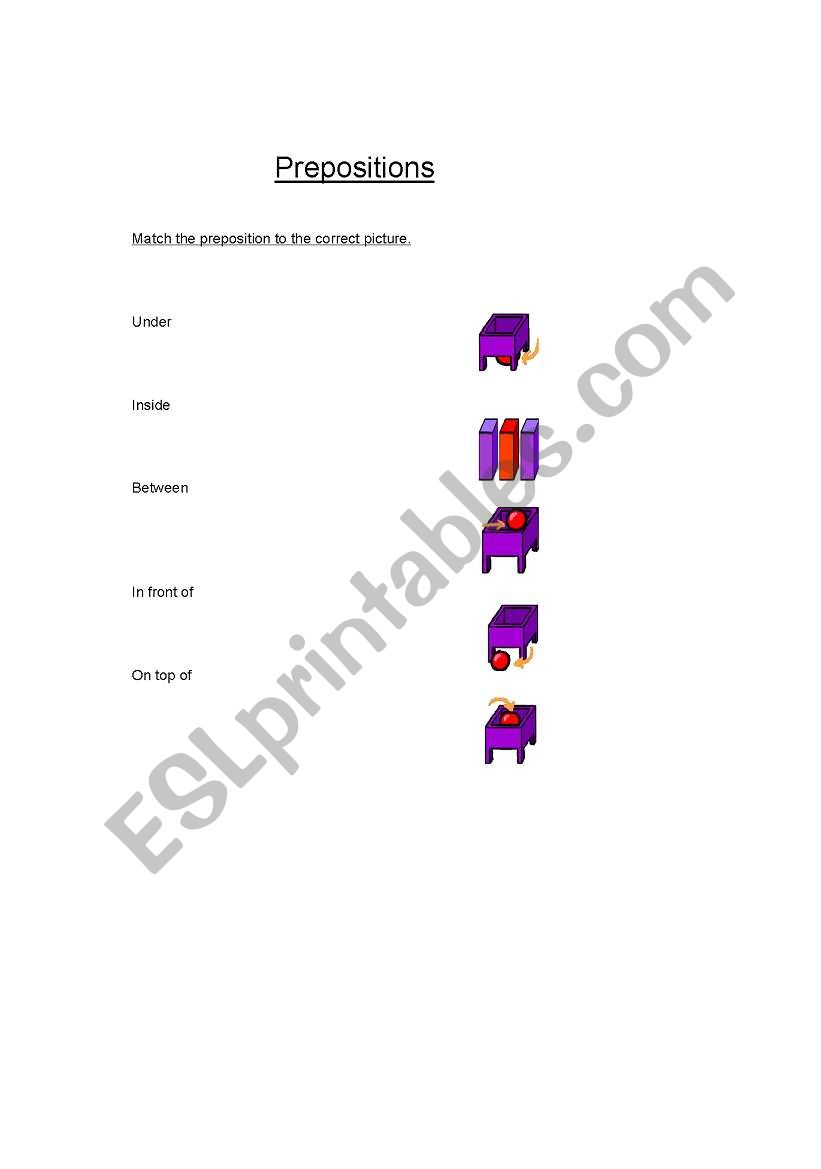 Prepositions worksheet