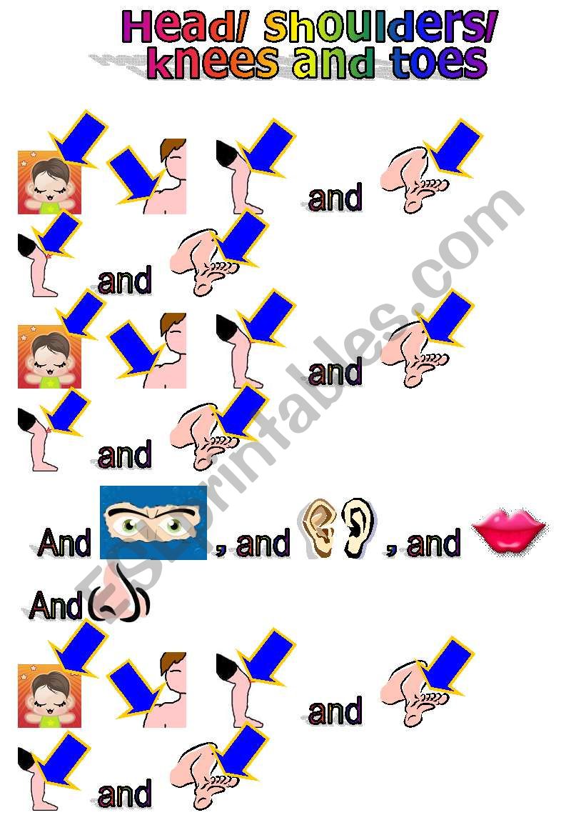 Head, Shoulders, Knees & Toes Children´s Song Lyrics ESL worksheet