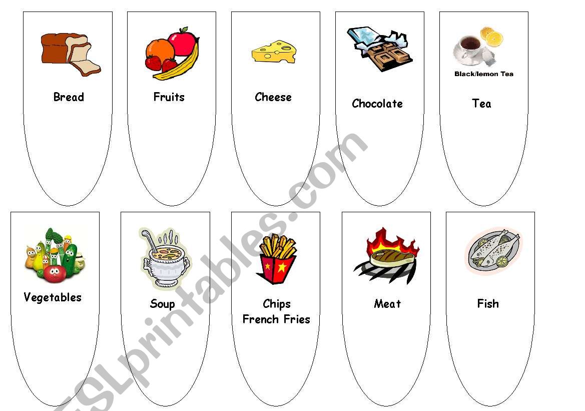 Food flashcards worksheet