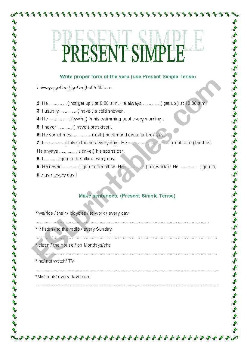 PRESENT SIMPLE worksheet