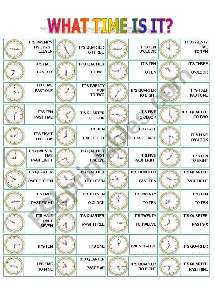 DominÃ³ Horas worksheet