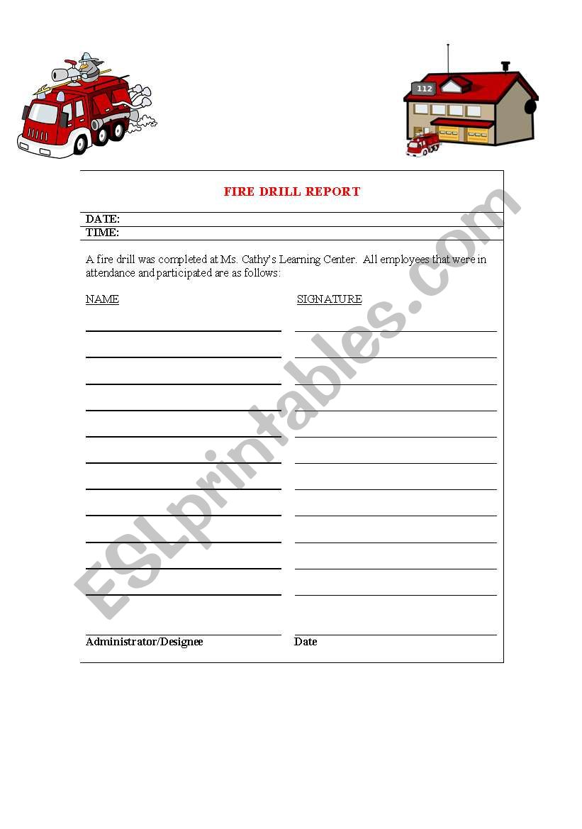 fire drills worksheet