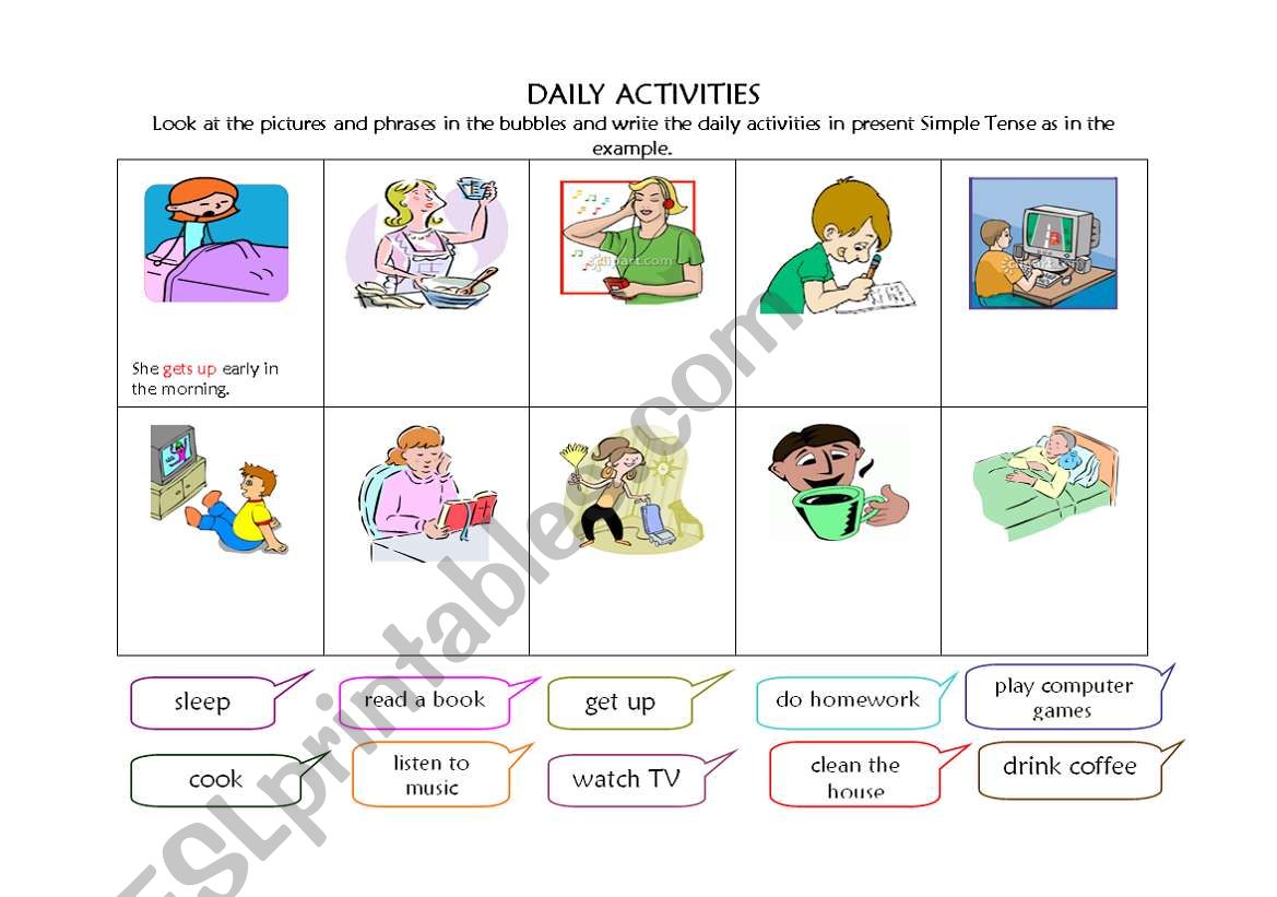 DAILY ACTIVITIES - PRESENT SIMPLE TENSE