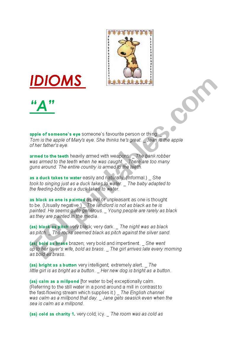 IDIOMS WITH 