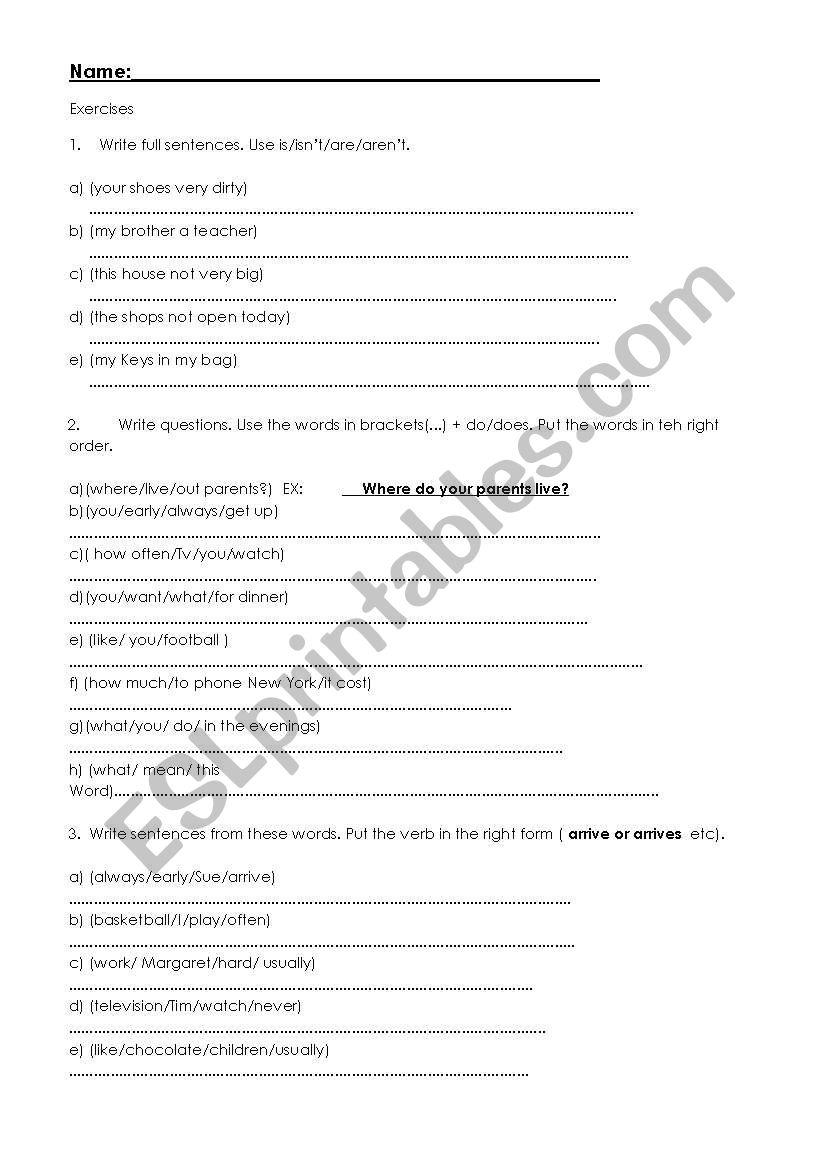 Verb to be - Exercise worksheet