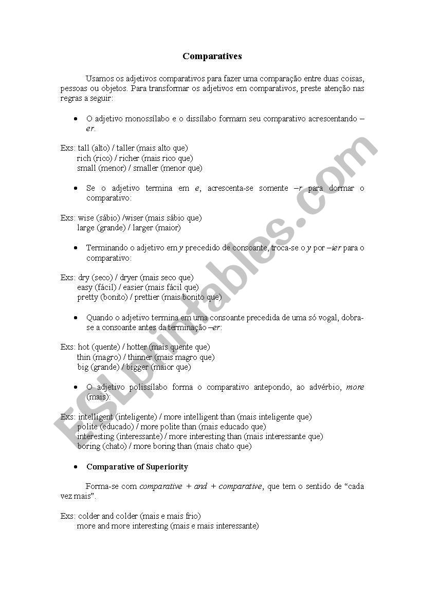 Comparatives (Grammar) worksheet