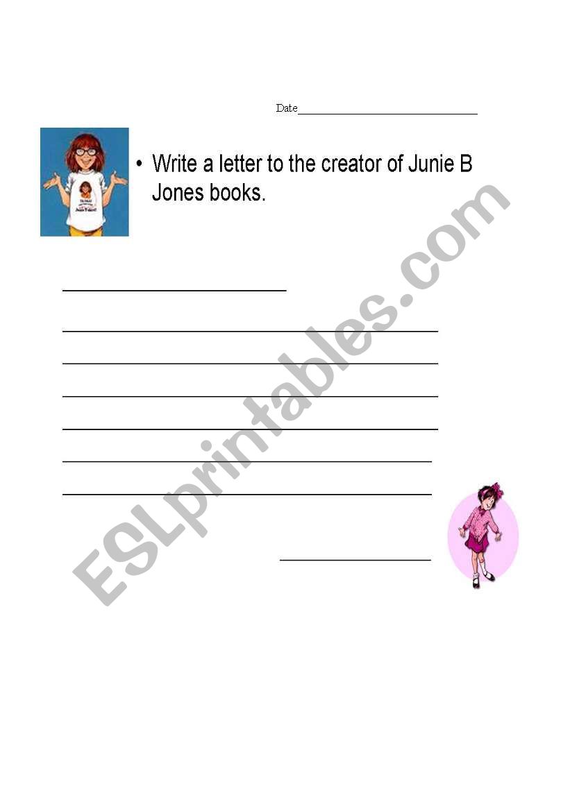 Junie B. Jones Letter worksheet