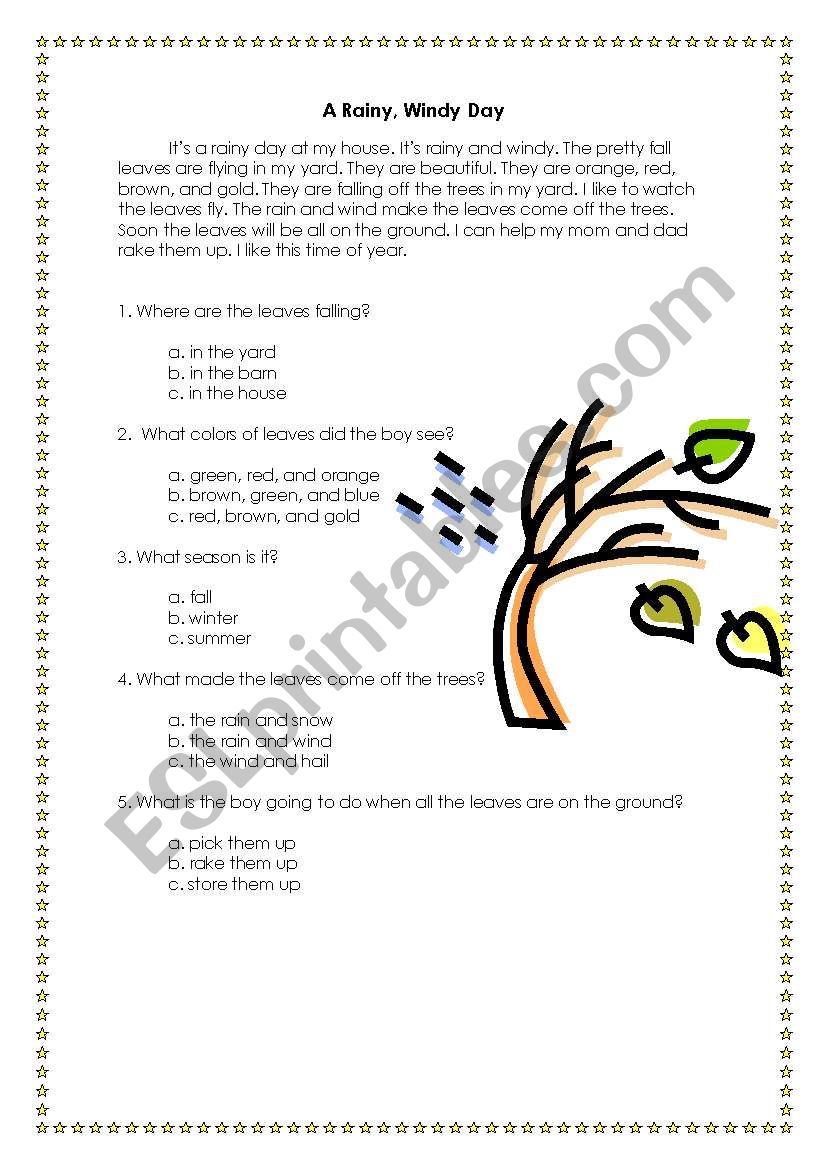 A Rainy Day worksheet