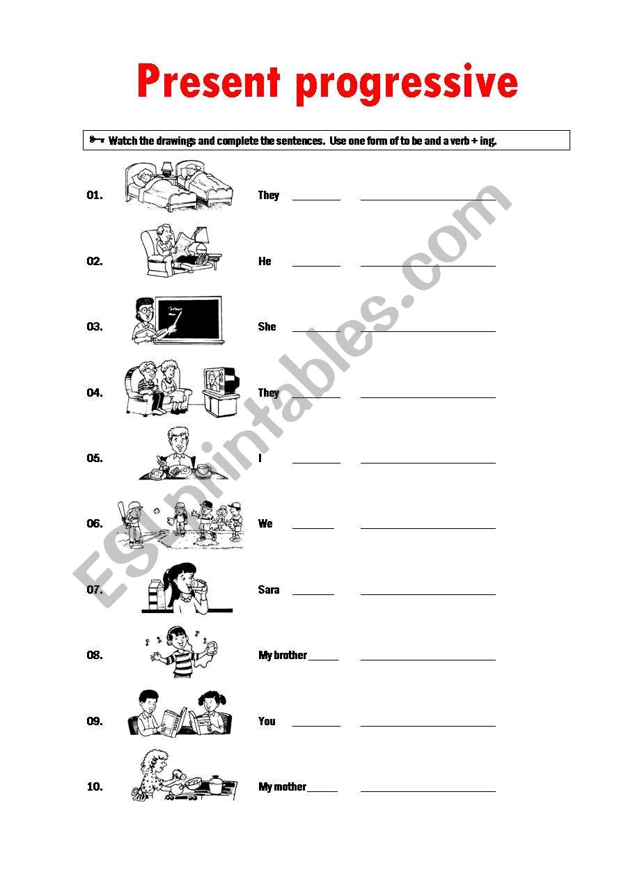 present progressive worksheet