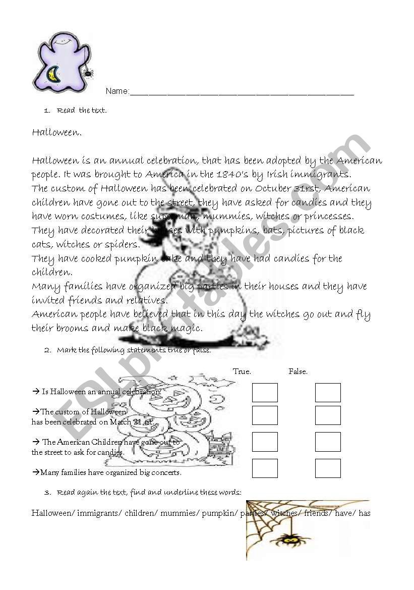 Halloween worksheet