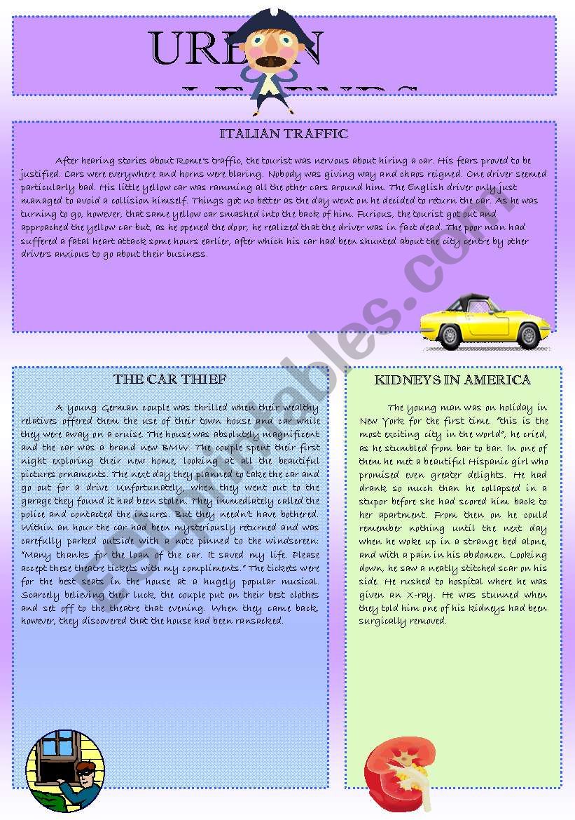 Urban legends worksheet