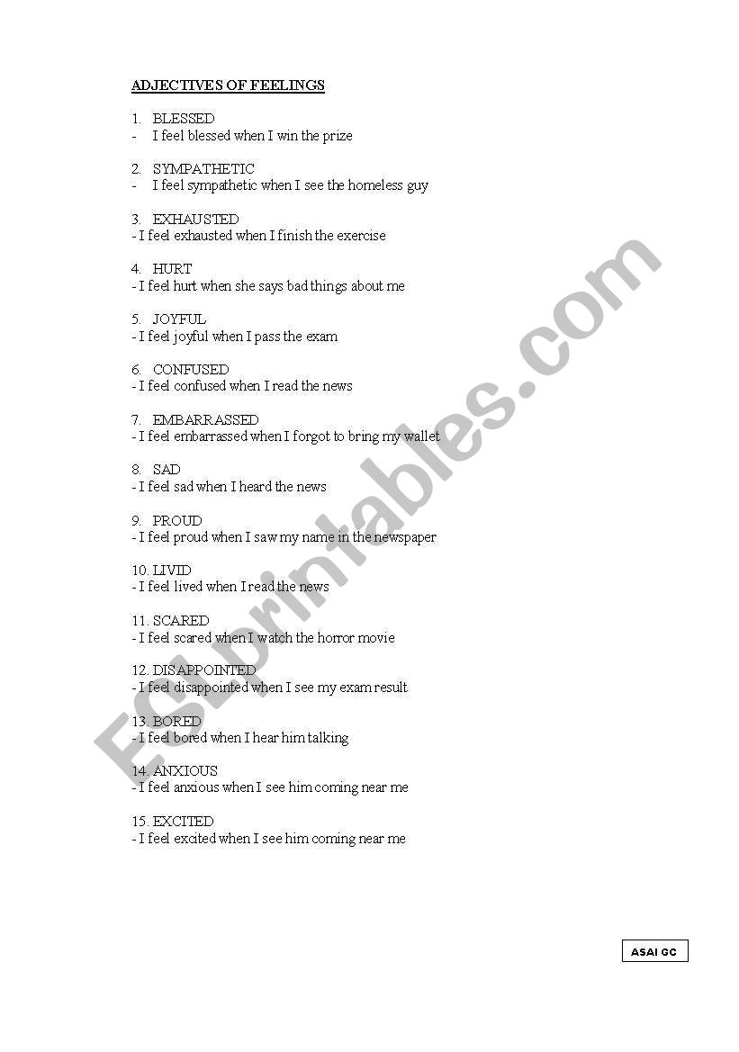 FEELINGS worksheet