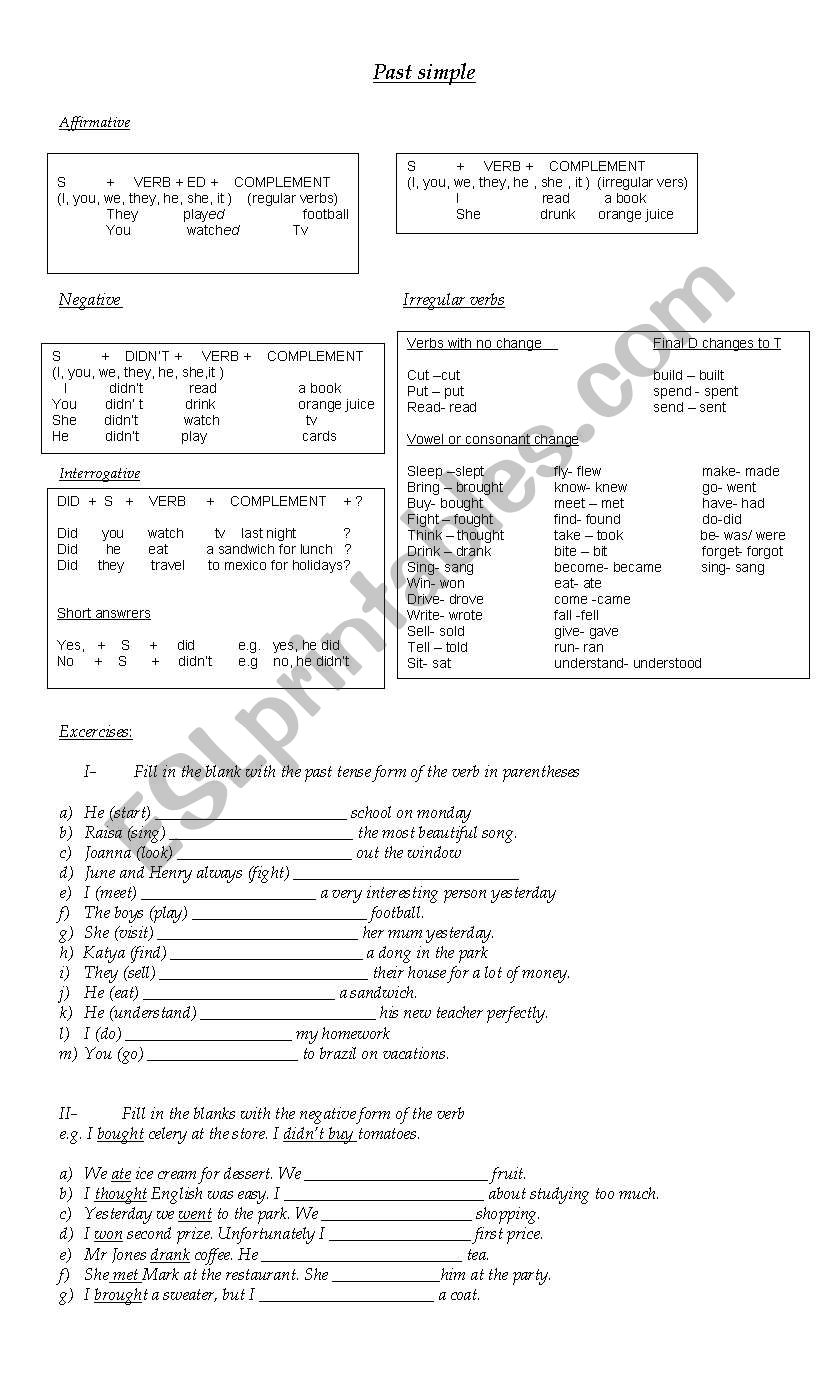 Past Simple worksheet