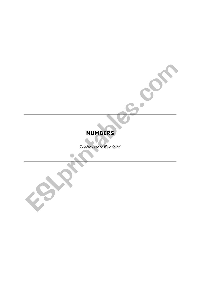 CARDINAL AND ORDINAL NUMBERS worksheet