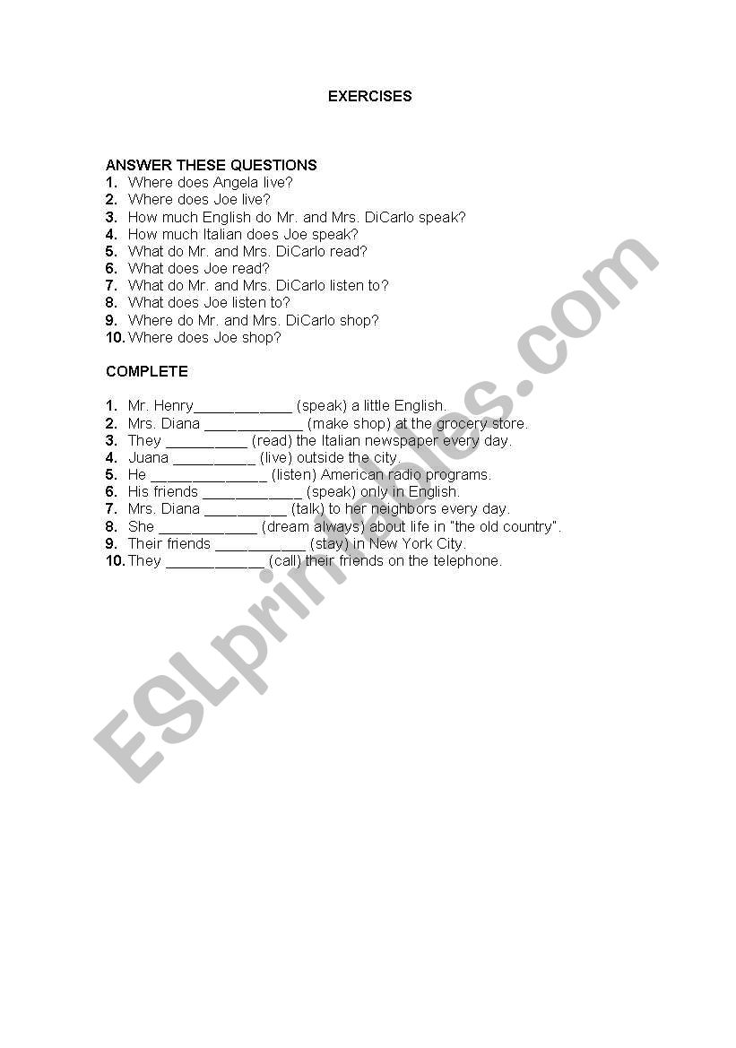 present simple and continuos worksheet