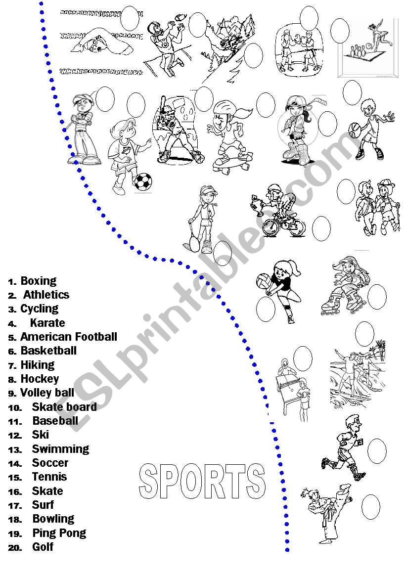  Match the Sports worksheet