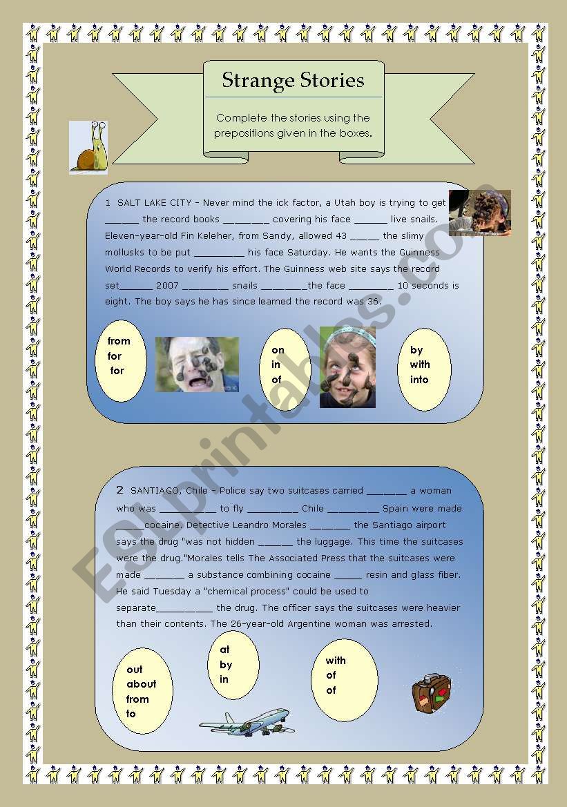 Weird Stories with missing prepositions (editable)