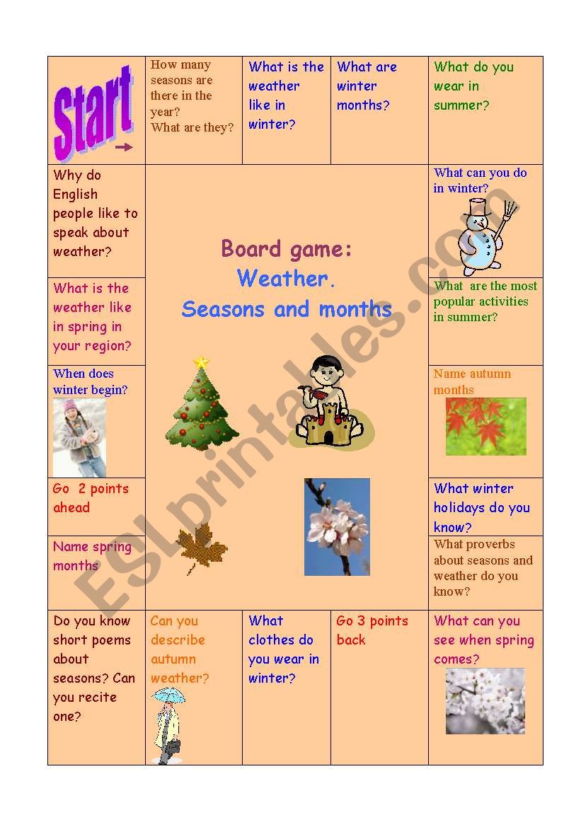 Board game  worksheet