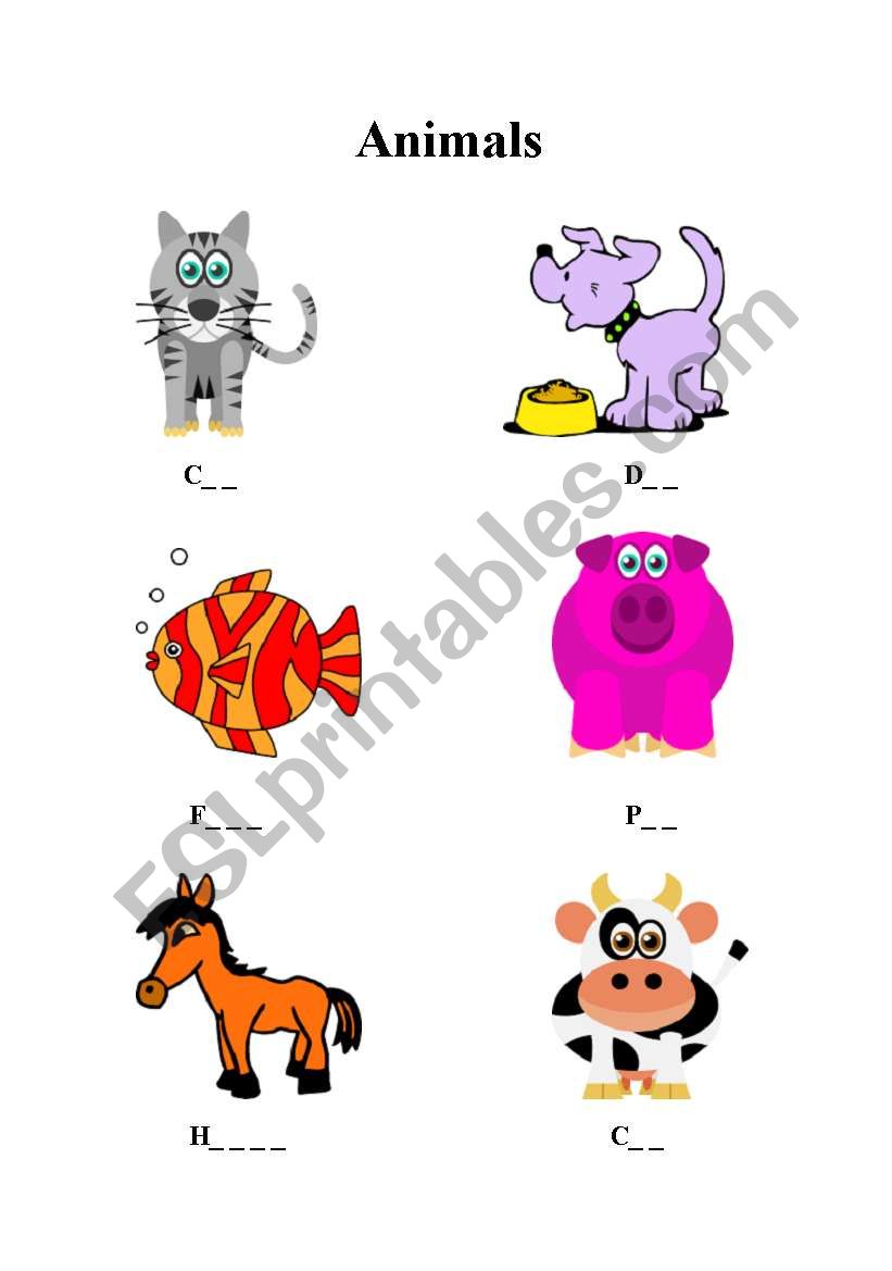 Animals  worksheet