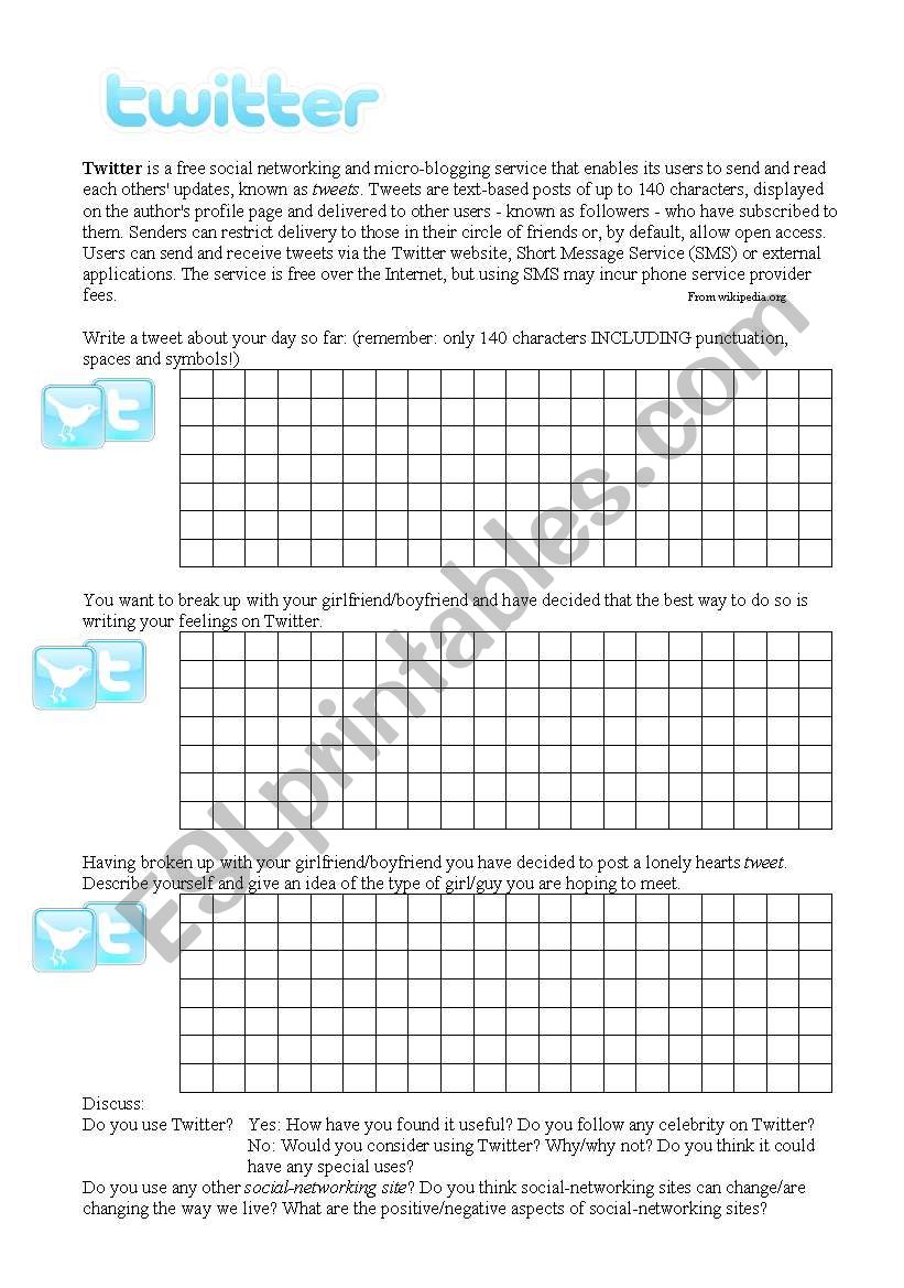 Twittergrams worksheet