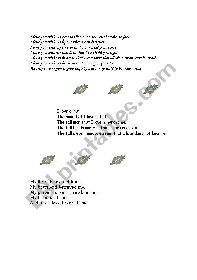 poems worksheet
