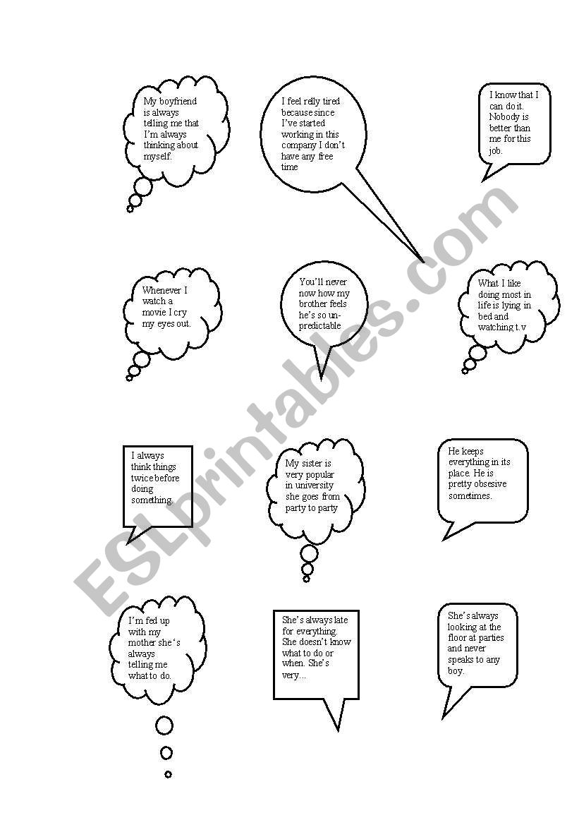 activity on adjectives of personality