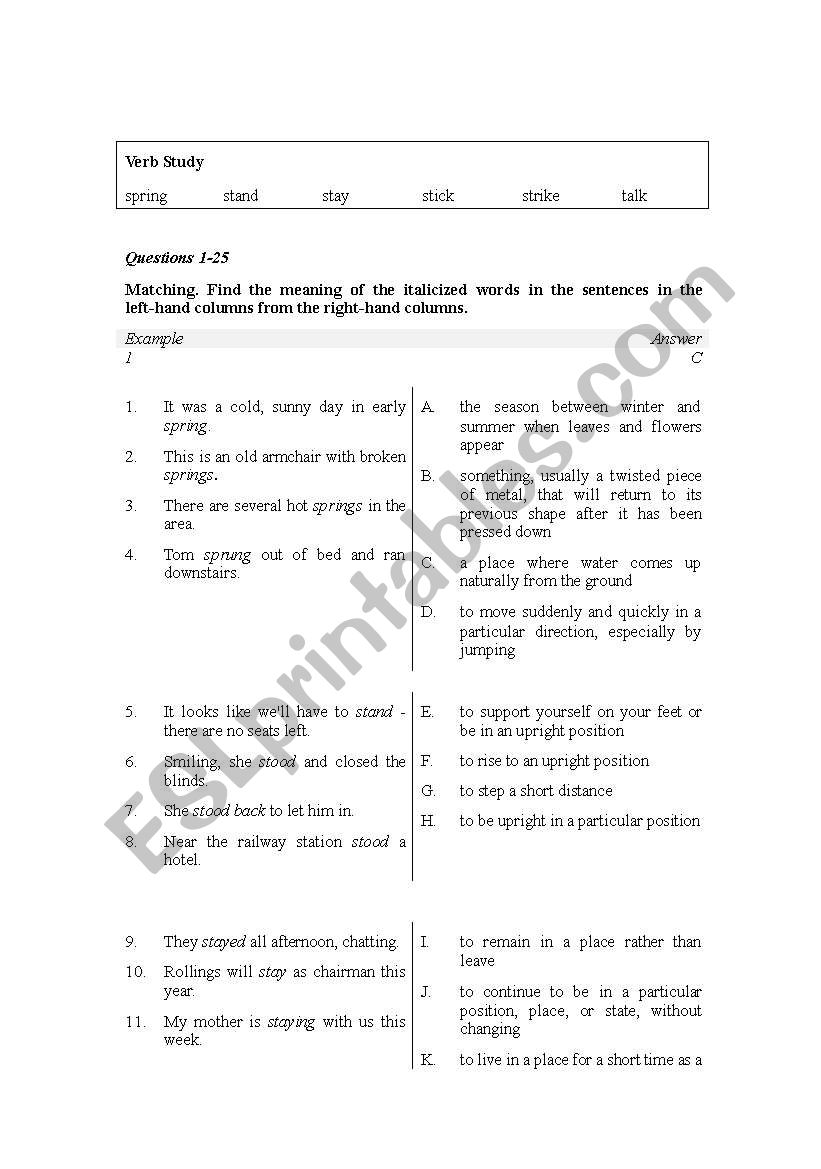 verb exercises worksheet